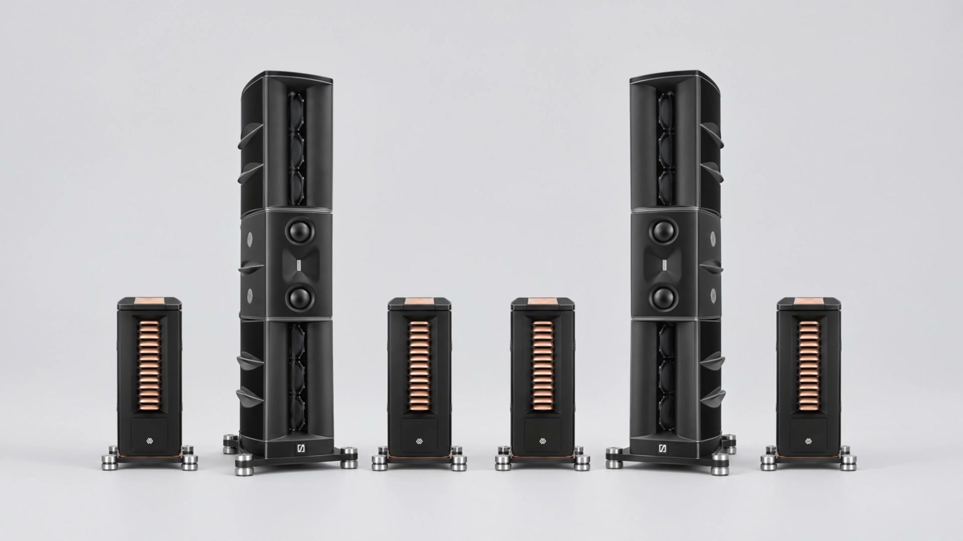 The complete system: two Børresen M8 loudspeakers with four Aavik M-880 monoblocks